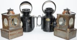 Lamp selection comprising qty 4: LNER 4 aspect complete with brass Polkey makers plate; LMS 4 aspect