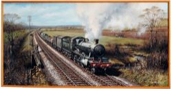 Original Don Breckon oil on canvas 'Somerset Freight' depicting a wonderful view of GWR 'Hall Class'