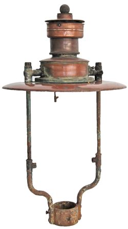 Platform lamp Sugg Mexican Hat type , complete with mounting frog and shade. The central bolt