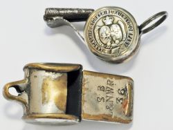 LYR Button Whistle together with an early LNWR Whistle.