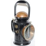 GWR 3 aspect Coppertop Handlamp with original etched front lens and original reservoir fitted with a