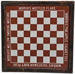 Advertising enamel Sign showing a brown and white chess board with  'Murrays Pineapple
