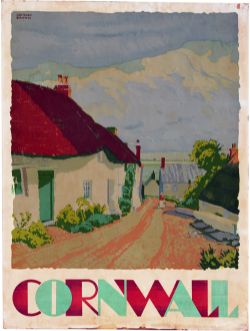 Poster 'GWR Cornwall' by Gregory Brown circa 1933 /34 , double royal but cut down by the GWR and