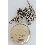 Pocket Watch LNER with a Record Swiss made jewelled movement in a nickel case rear engraved LNER