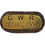 GWR brass Cash Bag Plate DAWLISH. Famous Devon location.