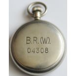 BR(W) Pocketwatch engraved on rear of case 'B.R.(W) 04308' and also on the enamel face. Swiss Made