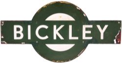 Southern Railway enamel Target BICKLEY. Ex LCDR station between Bromley South and Petts Wood, opened