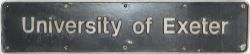 Nameplate University of Exeter, cast aluminium. Ex HST Power Car number 43177 named at Plymouth 01/