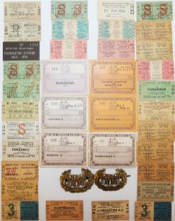 GWR pair of Senior Staff Cap Badges together with a small selection of mostly GWR Tickets