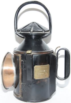 GNR large pattern 3 aspect Handlamp brass plated 'Great Northern Railway Co BOSTON PASS No 24'.