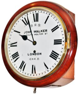 London Brighton & South Coast Railway 10 inch dial Mahogany cased fusee clock Ex Littlehampton. A 10