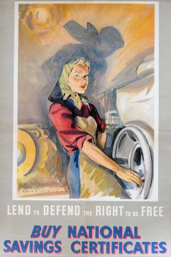 Poster 'Lend To Defend the Right to be free - Buy National Savings' by John Pimlott, 29.5 x 19.5