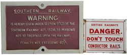 Southern Railway cast iron 40/- Trespass Sign. Face restored, rear original with clear post mark.