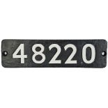 Smokebox numberplate 48220. Ex 2-8-0 Stanier 8F locomotive built September 1942 by the North British