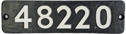 Smokebox numberplate 48220. Ex 2-8-0 Stanier 8F locomotive built September 1942 by the North British