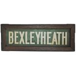 Southern Railway glass Lamp Tablet BEXLEYHEATH. In original oak frame with china glass. Measures