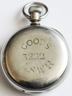 London & South Western Railway Pocketwatch engraved on rear of case 'GOODS 3222 L.S.W.R.'. The