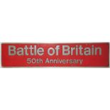 Nameplate BATTLE OF BRITAIN 50th ANNIVERSARY. Ex Electro-Diesel BR Class 73 number 73109. Built by