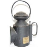 LNER saucer top 4 aspect Handlamp complete with  reservoir and burner. Brass plated 'LNER BOSTON