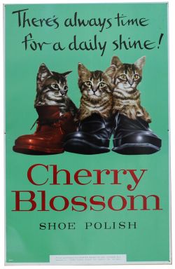 Tinplate Lithographic sign 'Cherry Blossom - There's always time for a daily shine'.. Featuring