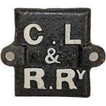 Cavan Leitrim & Ross Common Light Railway & Tramway cast iron Axle Box Cover inscribed 'CL&R RY'