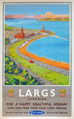 Poster British Railways 'Largs Ayrshire For Happy Healthy Holidays' by Montague Black, double