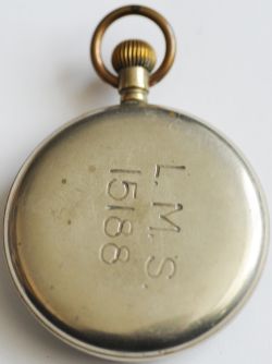 LMS Pocketwatch engraved on rear of case 'L.M.S. 15188'. Swiss Made 15 jewel movement with enamel