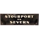 GWR enamel Lamp Tablet STOURPORT -ON-SEVERN. White lettering on black ground in three lines and