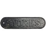 LNER cast iron Doorplate STORES. Face and rear restored.