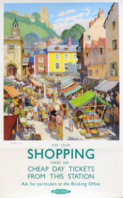 Poster British Railways 'For Your Shopping - Market Day Cheap Day Tickets' by Jack Merriott,