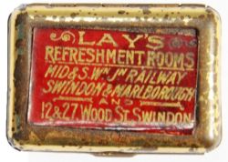 Tinplate Vesta Case - 'Lays Refreshment Rooms'  Mid & SW Jn Swindon & Marlborough