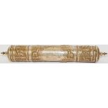 Indian silver Scroll/Document Holder 14 x 2 inches cylindrical with one end a removable cap, circa