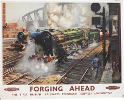 Poster British Railways 'Forging Ahead' by Terence Cuneo quad royal 40 x 50 inches. An evocative and