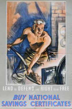 Poster 'Lend To Defend the Right to be free - Buy National Savings' by John Pimlott, 29.5 x 19.5