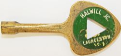 Single Line brass Key Token HALWILL JC - LAUNCESTON. ex LSW line to Padstow in North Cornwall, which