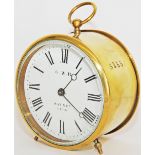 GWR brass cased Drum Clock with enamel dial 'GWR Kay & Co Paris'. Same number 5158 stamped on case