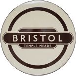 BR(W) enamel Roundel Sign BRISTOL TEMPLE MEADS. Used at the station generally in favour of the usual