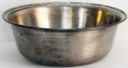 GWR Hotels stainless steel Mixing Bowl, 13,5 inch diameter. Base stamped with company name.