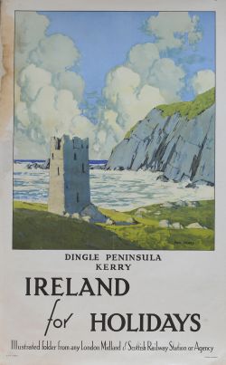 Poster LMS 'Dingle Peninsular Kerry Ireland' by Paul Henry double royal 40 x 25 inches. View of