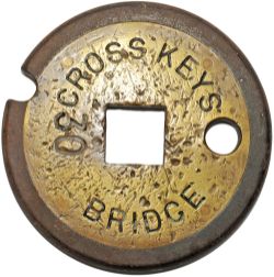 M&GN Tyers No 1 brass and steel Single Line Tablet CROSS KEYS BRIDGE 30 with of course the number