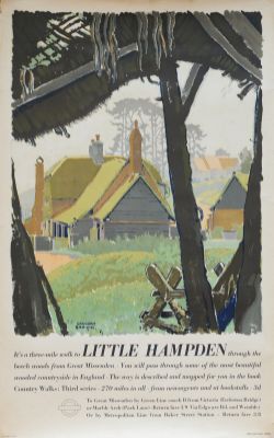 Poster London Transport 'Little Hampden' by Gregory Brown circa 1947, double royal 40 x 25 inches.