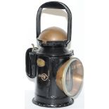 GWR 3 aspect Coppertop Handlamp with replacement etched front lens and original reservoir fitted