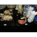 A pair of continental slip cast pugs, a