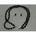 A banded agate bead necklace, together w