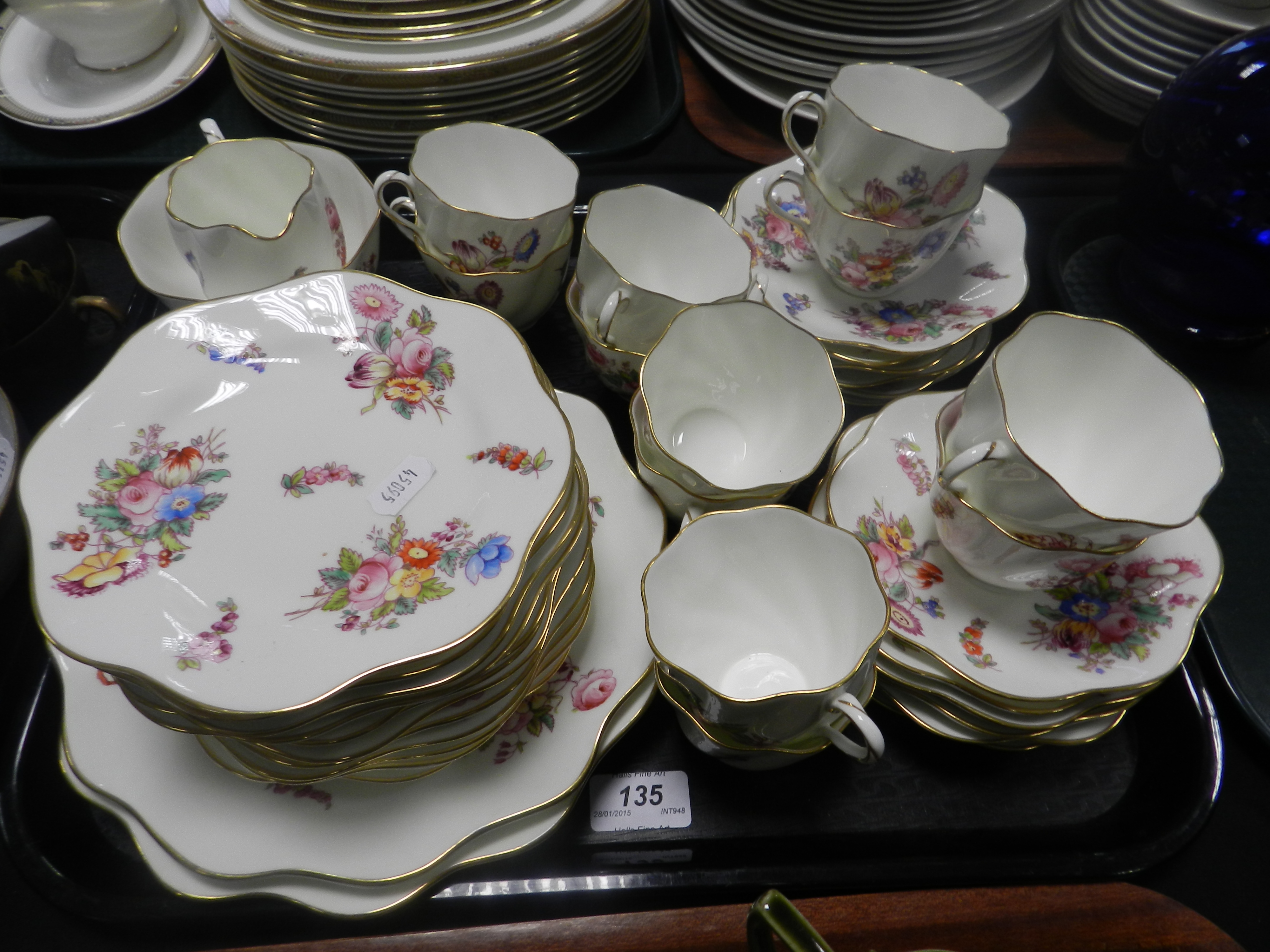 A Coalport part tea service with floral