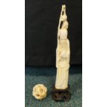 A Chinese carved ivory figure of Shou La