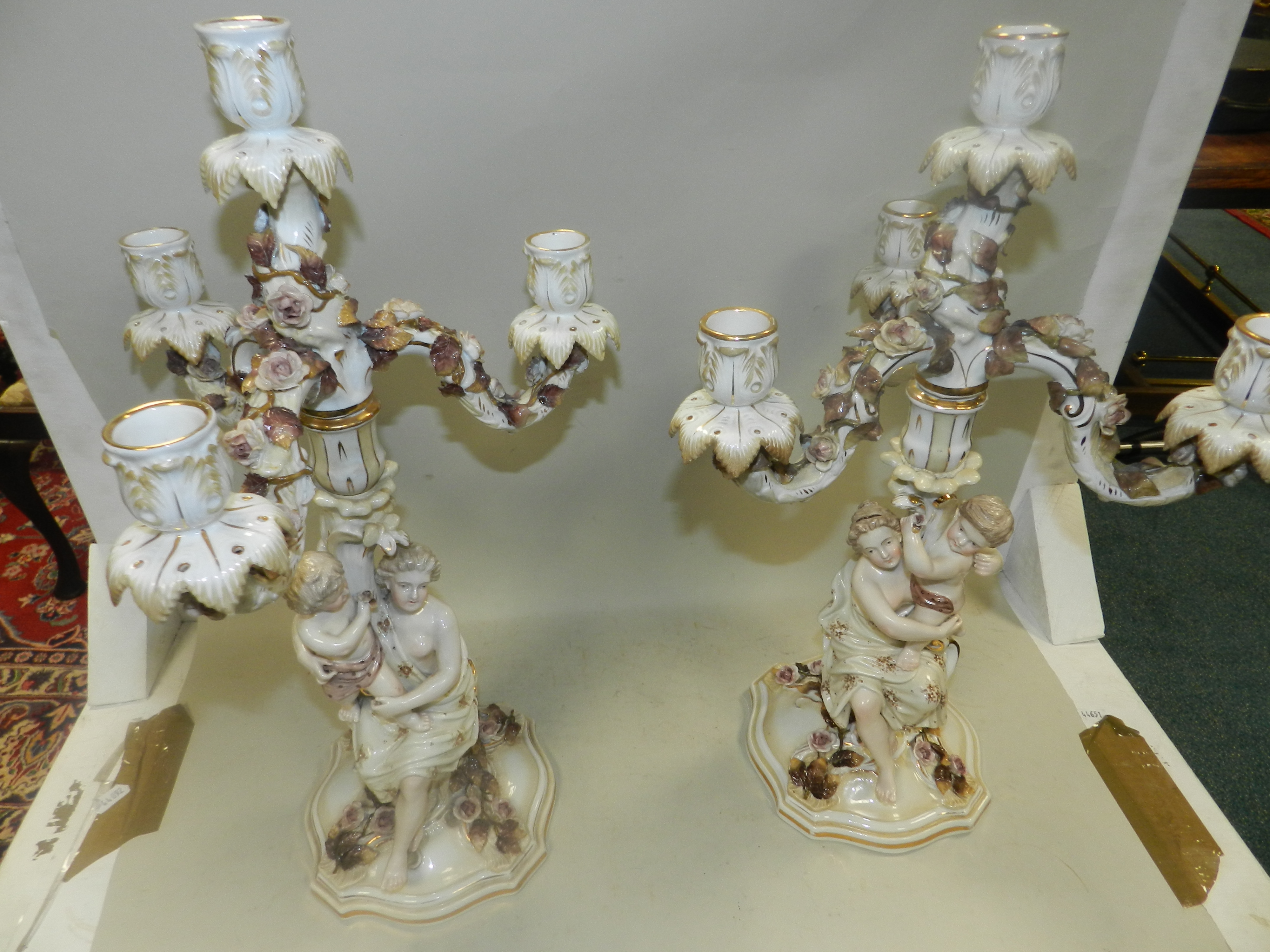 A pair of Sitzendorf figural candelabra, - Image 2 of 2