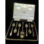 A cased set of six silver coffee spoons