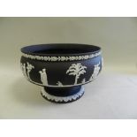 A Wedgwood black Jasperware bowl on rais