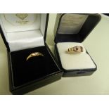 A 15ct gold split pearl and garnet set r